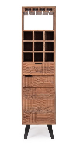 Dulap bar Isar, din lemn de acacia, cu fronturi încrustate, 45 x 40 x 180 cm - Img 2