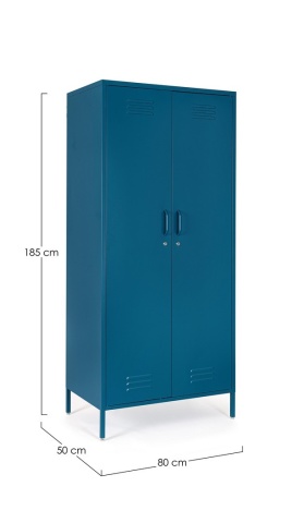Dulap Cambridge, cu 2 uși, din oțel, vopsit electrostatic, albastru, 80x50x185 cm - Img 2
