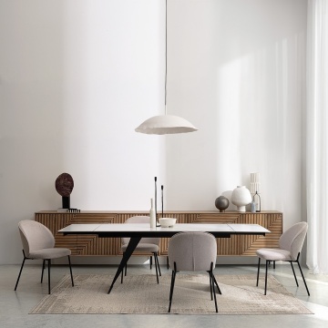 Masă dining extensibilă pentru 8 persoane, cu blat ceramic și picioare din oțel, 160-240x90x76 cm - Img 13
