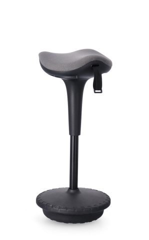 Scaun de bar reglabil pe înălțime, tapițat cu poliester, gri, diametru 34 cm - Img 1