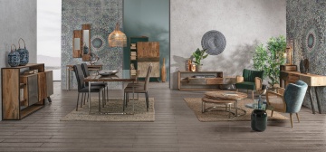 Set 2 console Rafter, cu blat din lemn reciclat și cadru metalic nichelat, 100x32x73 cm și 110x35x83 cm - Img 7