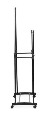 Set 2 Standuri haine Roald, cu 2 bare telescopice, reglabile pe înălțime, cu roți, din oțel vopsit electrostatic, negru, lățime 80 cm, H 90-160 cm - Img 3