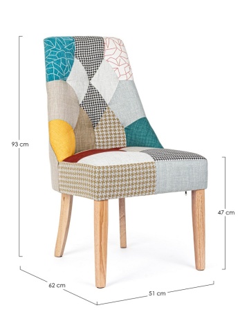 Set de 2 scaune Galatea, cu aspect patchwork, din material textil, 51x62x93 cm - Img 2