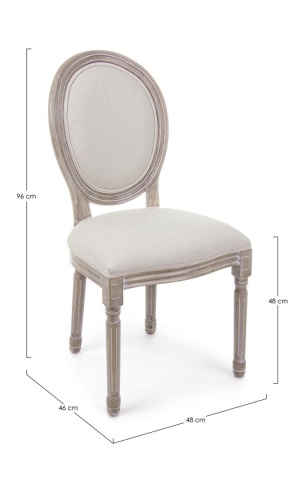 Set de 2 scaune Mathilde, tapițate cu țesătură in, natur - Img 2