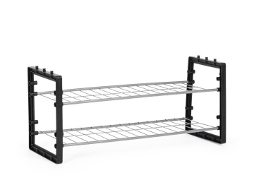 Set de 8 Pantofar cu 2 rafturi, din oțel și PP, negru, 69 x 25 x 31 cm - Img 1