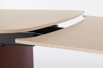 Masă dining extensibilă Mailis, 6-10 persoane, blat din gresie porțelanată efect marmură, picioare finisaj nuc, 180/260 x 90 cm - Img 6