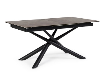 Masă dining extensibilă pentru 8 persoane, cu blat ceramic și picioare din oțel vopsit electrostatic, 160-220x90 cm - Img 2