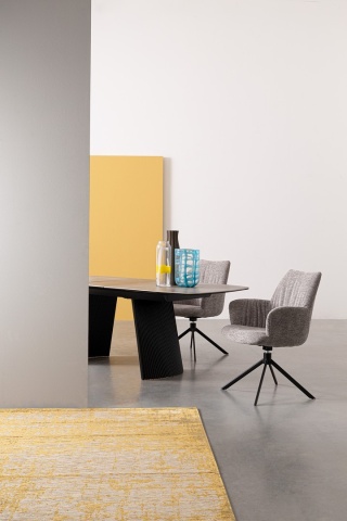Masă extensibilă Oliver, dreptunghiulară, pentru 6-8 persoane, cu blat din ceramică și sticlă securizată și picioare din oțel, 180-220x90x75 cm - Img 8