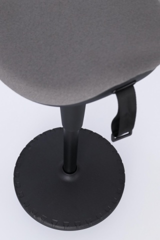 Scaun de bar reglabil pe înălțime, tapițat cu poliester, gri, diametru 34 cm - Img 6