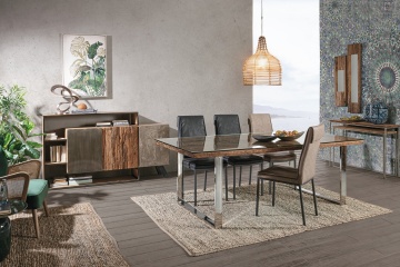 Set 2 console Rafter, cu blat din lemn reciclat și cadru metalic nichelat, 100x32x73 cm și 110x35x83 cm - Img 8