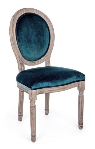Set de 2 scaune Mathilde, tapițate cu efect de catifea albastre - Img 1