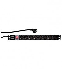 Pdu 8P Schuko Aluminiu 1U + Cablu 2M