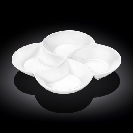 Platou patrat cu 4 compartimente portelan Wilmax Fine White 22 x 22 cm