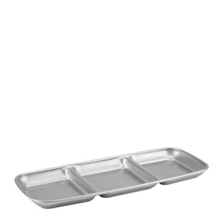 Platou cu 3 compartimente inox Vintage Silver 22.5 x 9 cm