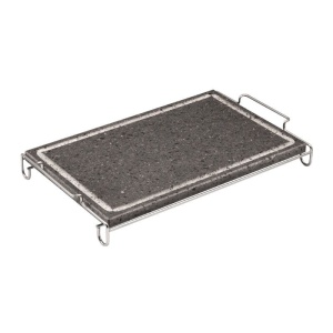 Platou cu piatra vulcanica si suport otel inoxidabil 25 x 40 cm - 0342