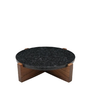 Platou marmura cu suport lemn Black 33 cm - MEB105