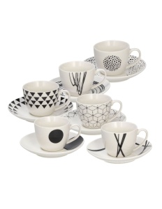 Set 6 cesti cu farfurie cafea Graphic 200 ml