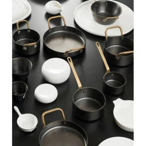 Vas servire cu manere rotund Snow Black 14 cm FEV405 - Img 2