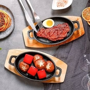 Vas servire fonta cu suport lemn oval Comas 18 x 12.6 cm - Img 2