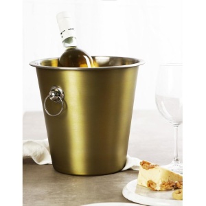 Frapiera sampanie , vin , cu 2 inele , inox , Gold mat 22 x (H) 22 cm - Img 2