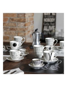 Set 6 cesti cu farfurie cafea Graphic 200 ml - Img 2