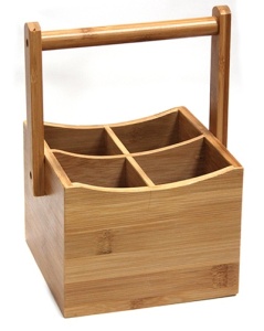Suport lemn bambus cu 4 compartimente 15 x 15 x (H)23 cm - 16166