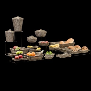 Suport tacamuri cu 4 compartimente Rattan Grey 40 x 26 cm KOD236 - Img 2