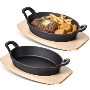 Vas servire fonta cu suport lemn 24 x 17 cm - 982269 - Img 2