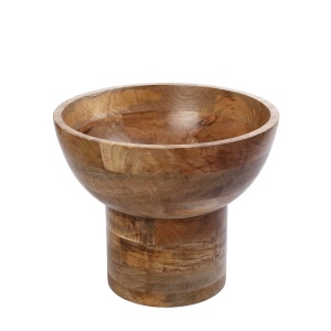 Bol rotund cu picior lemn Mango 28 x 24 cm