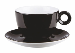 Ceasca + farfurie cappuccino Apulum Opus negru 150 ml