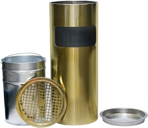 Scrumiera exterioara cu cos gunoi Gold 25 x h60 cm - Img 2