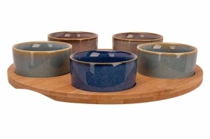 Set 5 boluri 7 cm + platou lemn 25 cm-9770066