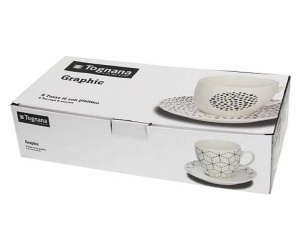 Set 6 cesti cu farfurie cafea Graphic 200 ml - Img 3