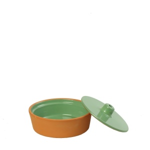 Vas cuptor cu capac Terracotta orange / verde 15 cm