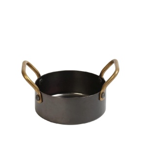 Vas servire cu manere rotund Snow Black 12 cm FEV404