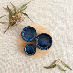 Set servire platou lemn cu 3 boluri portelan MOANA - 5426993 - Img 3