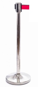 Stalp delimitare, acces sau ghidare , cu banda retractabila Silver 91 cm