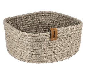 Cos paine patrat textil bej 19 x 19 x h7 cm - 24702