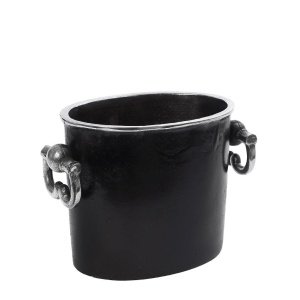 Frapiera ovala cu 2 manere Vintage Black 29 x 16 x H 20 cm - FLA322