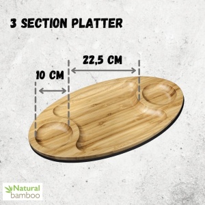 Platou lemn servire oval Wilmax England cu 3 compartimente 50.5 x 28 cm 771198 - Img 6