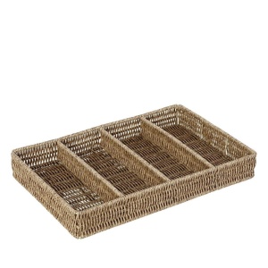 Suport tacamuri cu 4 compartimente Rattan Beige 40 x 26 cm KOD136