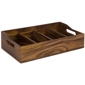 Suport tacâmuri lemn 4 compartimente Acacia 51 x 25 x h 13 cm - 11952