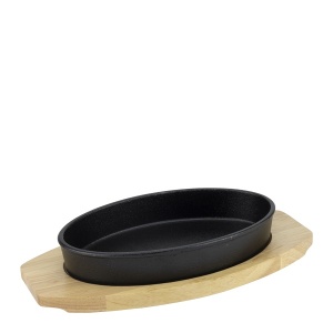 Vas servire fonta cu suport lemn 24 x 15 cm - 982275