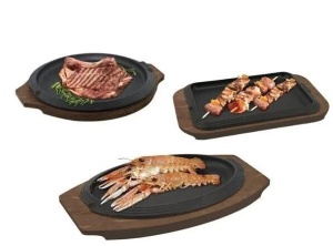 Vas servire fonta cu suport lemn oval ILsa 28 x 19 cm - Img 2
