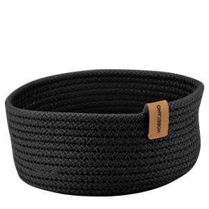 Cos paine rotund textil negru 19 cm