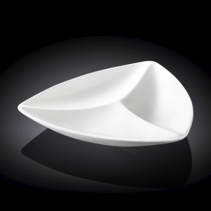 Platou servire triunghi cu 3 compartimente Fine White - 992585