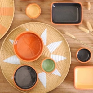 Vas cuptor cu capac Terracotta orange / galben 15 cm - Img 2