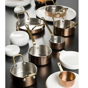 Vas servire cu manere rotund Shiny Copper 16 cm FEV506 - Img 2