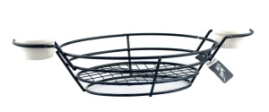 Coș de servire metalic cu 2 ramekin Horecano 37 x 17 x h6 cm
