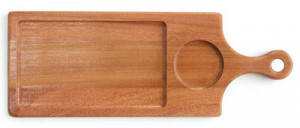 Platou lemn servire cu maner 35 x 15 x (H)1.5 cm